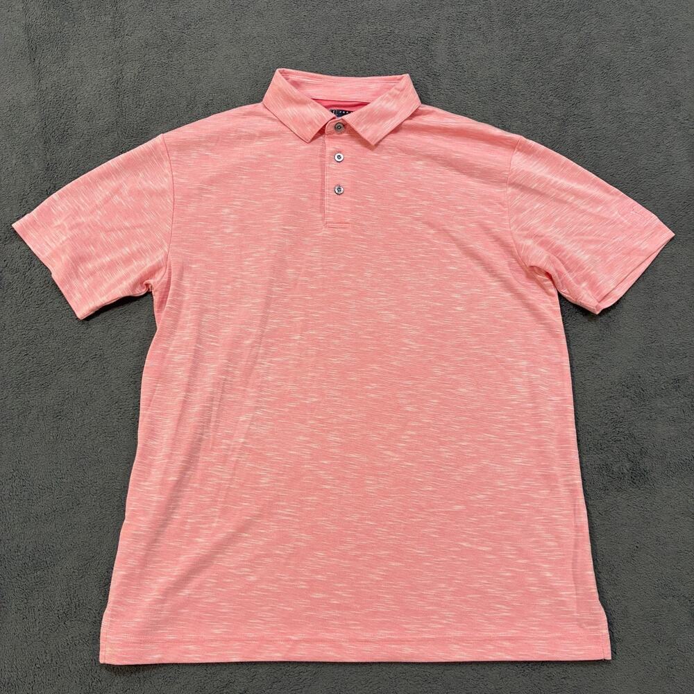 PGA TOUR Pink Athletic Spread Collar Short Sleeve Golf Polo Shirt Men's Size M